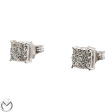 Orecchini oro bianco 18 kt 750 punto luce quadrati diamanti 0,54 ct -851/ST-