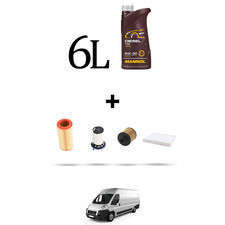 HOFFCAR Kit tagliando 3 FILTRI e 6L OLIO per Fiat Ducato 2.0 Jtd 115 Multijet 85