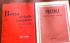 2 libri Musica: SUNTO TEORIA MUSICALE (Pozzoli)+METODO COMPLETO DIVISIONE (Bona)