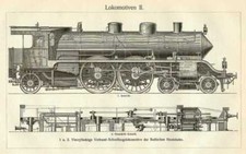 Locomotive a Vapore Incisioni su Legno Del 1910 Treno Espresso