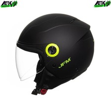 Casco Demi Jet Nero Opaco con Visiera Lunga Omologato ECE 22.06 per Moto Scooter