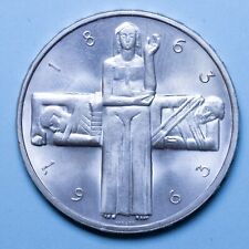 SVIZZERA 5 FRANCHI 1963 B FDC 100° CROCE ROSSA SILVER COIN NUMISMATICA ARGENTO
