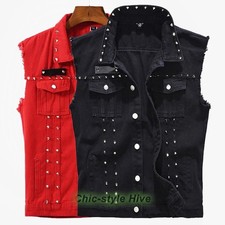 Gilet uomo denim borchiato