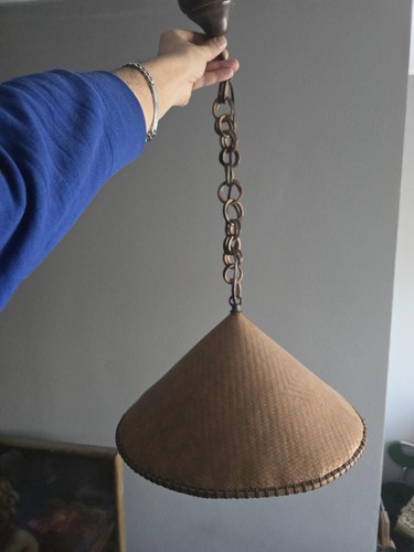 Lampadario legno rattan - legno,