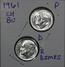 1961 P&D Roosevelt Dimes 10C