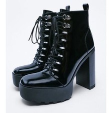 Zara heeled hiker ankle boots
