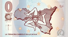 banconota 0 euro zerosouvenir "CM ART" Ricordo di Sicilia la Trinacria