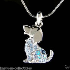 Blu Beagle Cucciolo IN Swarovski Cristallo Carino Animali Ciondolo Catenina