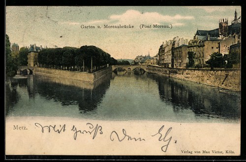 Cpa metz jardin pont - et,