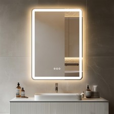 Specchio da Bagno 28x20 LED con Dimmerabile Stepless, Retroilluminazione Specchi da Parete con...