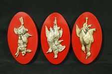 lotto 3 trofei caccia antichi bassorilievo bronzo scultura selvaggina anni 70 80