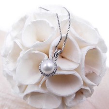 Collana Donna Argento 925 con Perla Naturale e Zirconi Girocollo Elegante Regalo