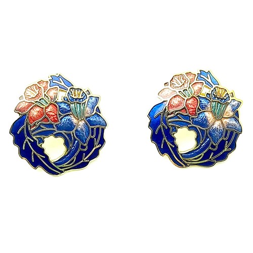 Orecchini vintage smalto - smalto, fiore