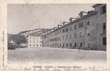 CARTOLINA DI ALESSANDRIA ,TERME ACQUI - STABILIMENTO MILITARE  viaggiata 1905
