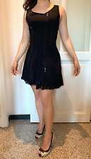 Abito corto nero smanicato Cache Cache cotone pizzo