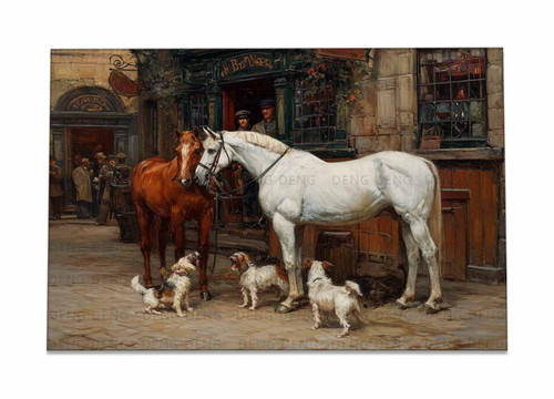 Quadro olio taverna equestre