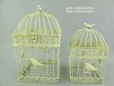 Antico Decorazione Gabbia per Uccelli 2er-Set IN Metallo Piante Fiori