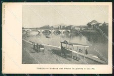 Torino Città Ponte in Pietra Fiume Po Barca cartolina RT3501