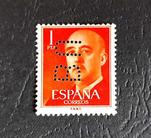 Spagna 1955 francobollo perfin - spagna,