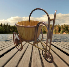 Carrozzina/Carretto Decorativo Vintage in Legno e Vimini