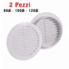 Griglia di areazione 2 Pezzi diam. 80Ø-100Ø-120Ø rotonda PVC Bianco aria muro