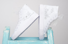 Sneakers alte da sposa bianche - Scarpe da ginnastica da sposa...