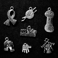 ? Lotto 7 CHARMS tema CALZA FERRI KNITTING come in foto - disponibili multipli