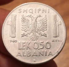 Moneta 0.50 Lek 1940, Vittorio