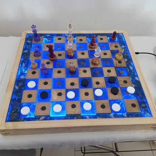 Schacchiera resina fatta - fatta, a