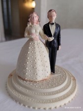 Sposi vintage per torta decorazione statuina matrimonio plastica newlyweds cake