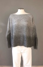 INTREND Pullover Wool Maglia Mohair Grigio Dergade Striped  Size L Oversize