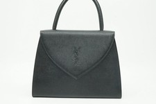 Borsa Vintage Yves Saint Laurent Trapezoidale In Pelle Nera Embossed YSL 4137H
