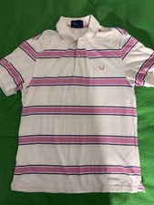 Polo uomo Fred Perry media rosa e bianca a righe vintage cotone piqué MOD