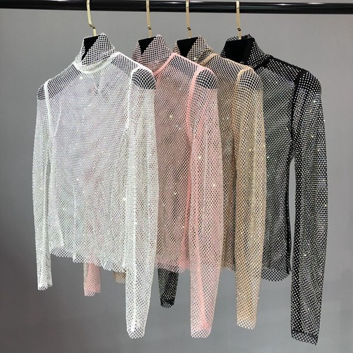 Camicia donna strass maglia