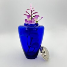 Vaso porta fiori in vetro blu cobalto e coperchio Silver piccolo Vasetto Potiche
