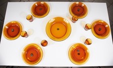 Servizio completo da 6 in vetro ambrato, nuovo, originale anni '70 Duralex