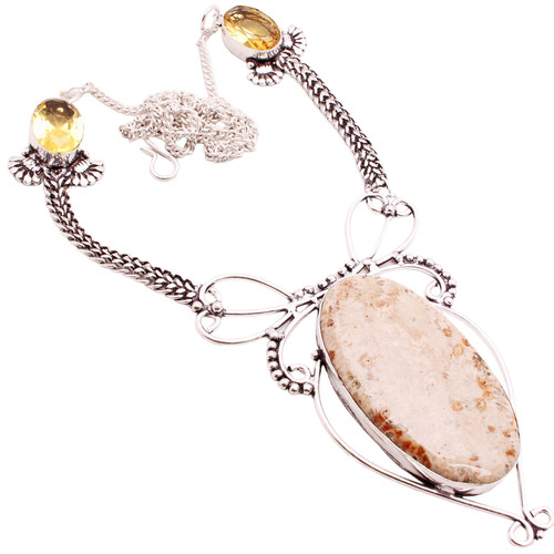 Fossil corallo gemma collana - gemma,