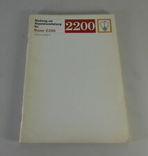 Manuale Officina Supplemento Rover 2200 P6 Stand 1974
