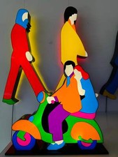 Around Marco Lodola Opera SCULTURA Luminosa in Plexiglass Pop Art Vespa 55x60x17