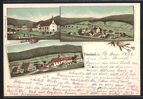 Litografia bubenbach vedute - bubenbach,,