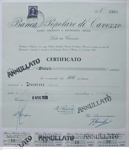 1958 banca agricola cavezzo - di,
