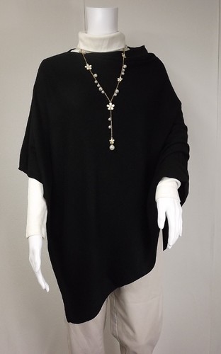 Cashmere poncho mantello nero - cashmere,