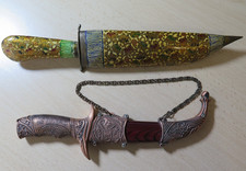 COPPIA COLTELLI PUGNALI SOUVENIR COLLEZIONE EGITTO FODERO LEGNO DECORATO ARABI