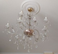 Lampadario 12 luci cristallo Swarovski placcato oro zecchino 24kt certificato