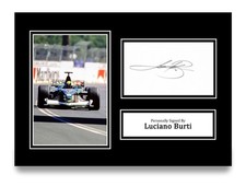 Luciano Burti firmato A4 foto autografo card Formula Uno F1 regalo esposizione certificato di autenticità