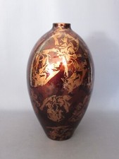 Vaso ceramica design oro rame artigianato italiano soprammobile vintage anni ‘70