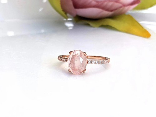 Anello solitario rosa - , naturale