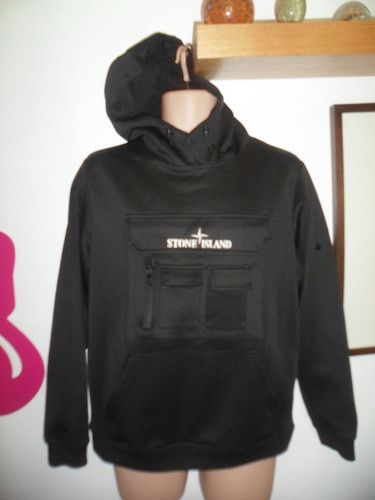 Felpa nera con cappuccio - , stone