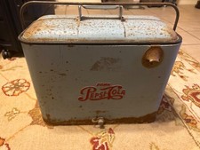 Rarissima valigetta refrigeratore Pepsi Cola colore originale metà secolo blu ghiaccio anni 50