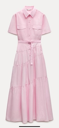 Abito camicia rosa zara 100 - rosa, 100%